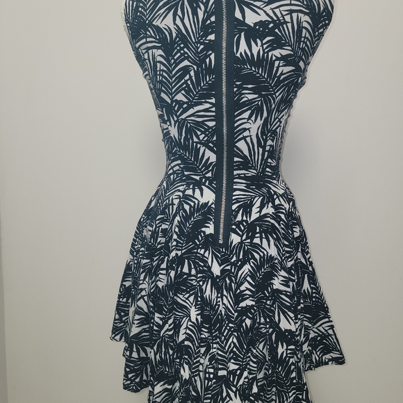 H&M Cream and Black Palm Branches Print Mini Dress Size 4 - Picture 4 of 5